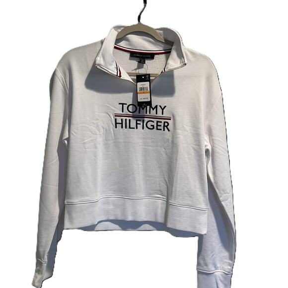 Tommy Hilfiger Tops - Tommy Hilfiger Quarter Zip Sweatshirt Womens Small White